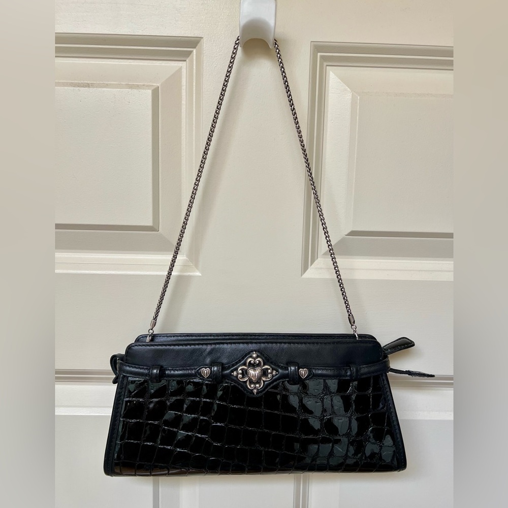 Brighton black patent clutch